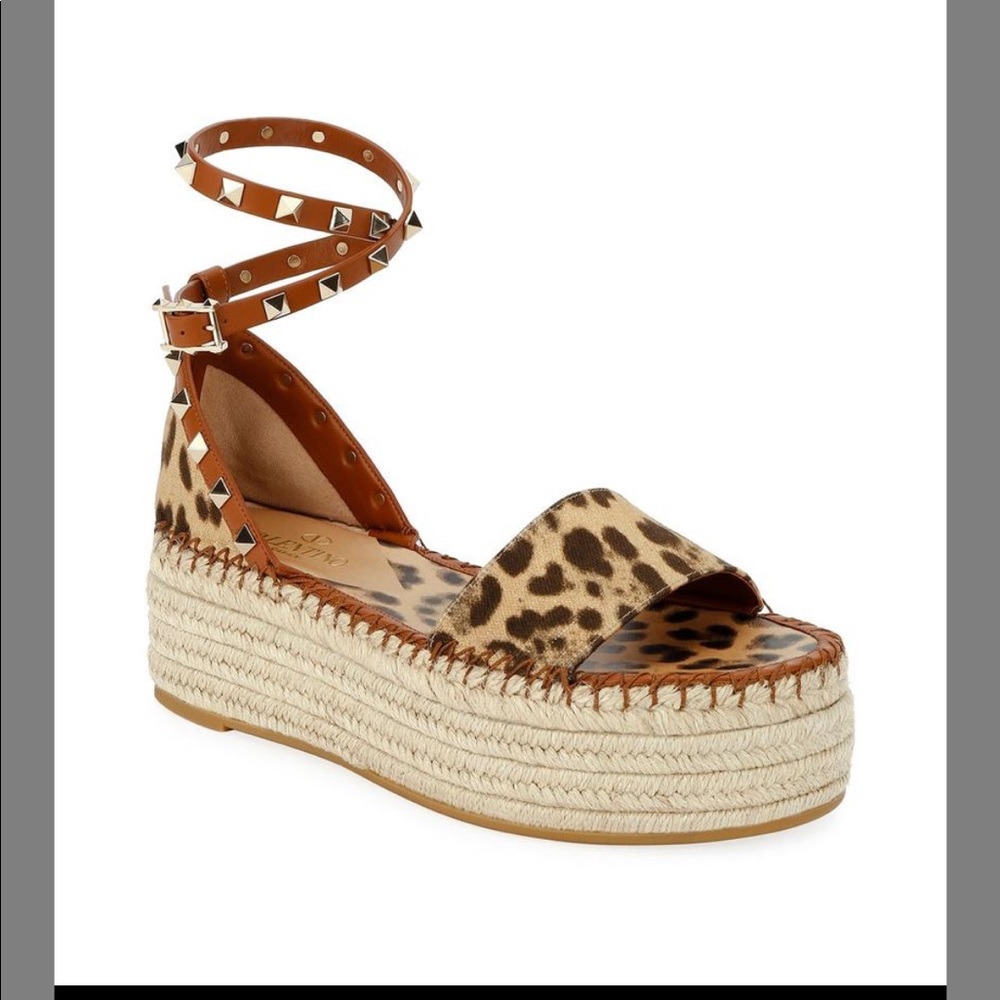 Valentino Leopard Platform Espadrilles